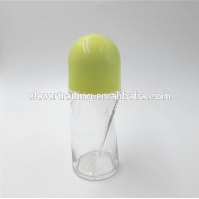 empty 50ml roll on deodorant glass perfume bottle with plastic cap and roller ball